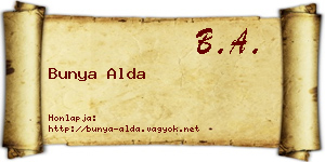 Bunya Alda névjegykártya